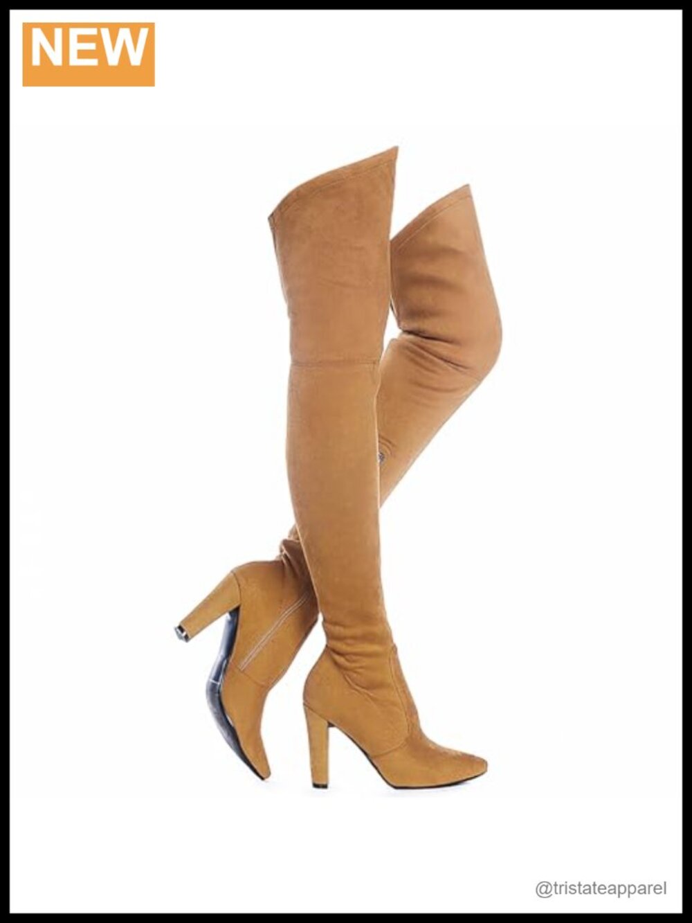 Women Stretch Suede Chunky Heel Over The Knee Boots Thigh High